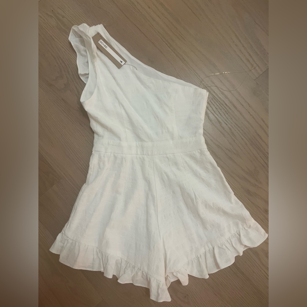 White one shoulder romper